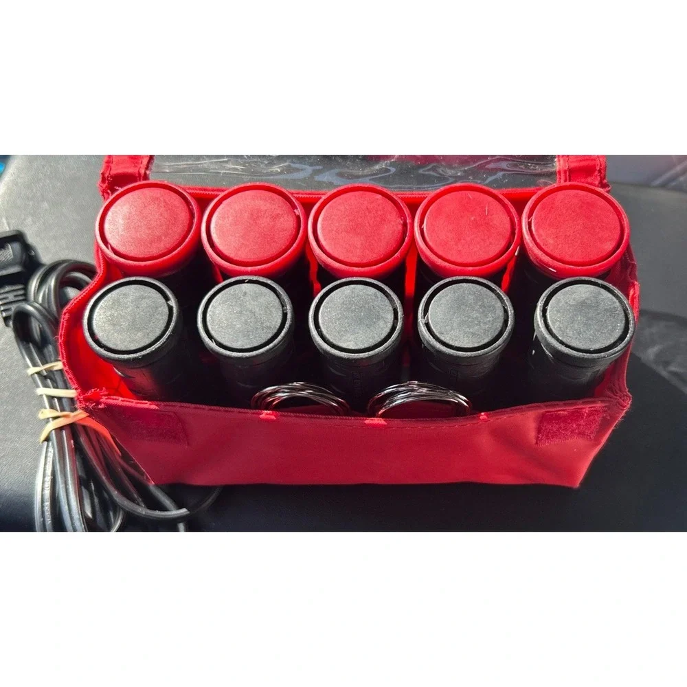 Remington H-1015 Hot Rollers Curlers Travel Set 10 Red Black Compact ☆TESTED HOT